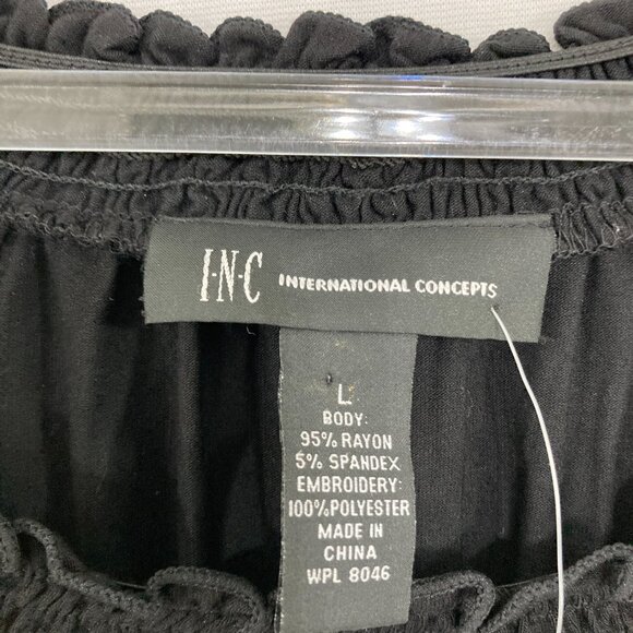 New INC International Concepts Large Black Red Boho Pattern Embroidered Blouse - Picture 2 of 8